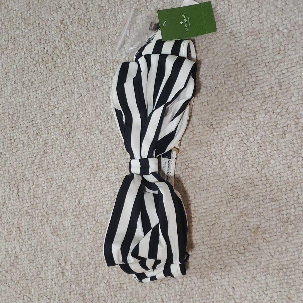 Kate Spade Striped Bandeau Swim Top S